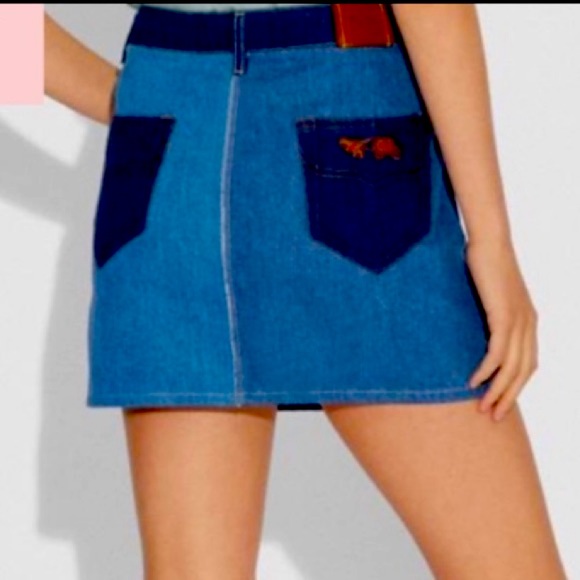 COACH 1941 TONAL DENIM PATCHWORK MINI SKIRT SIZE 4 - Picture 2 of 14